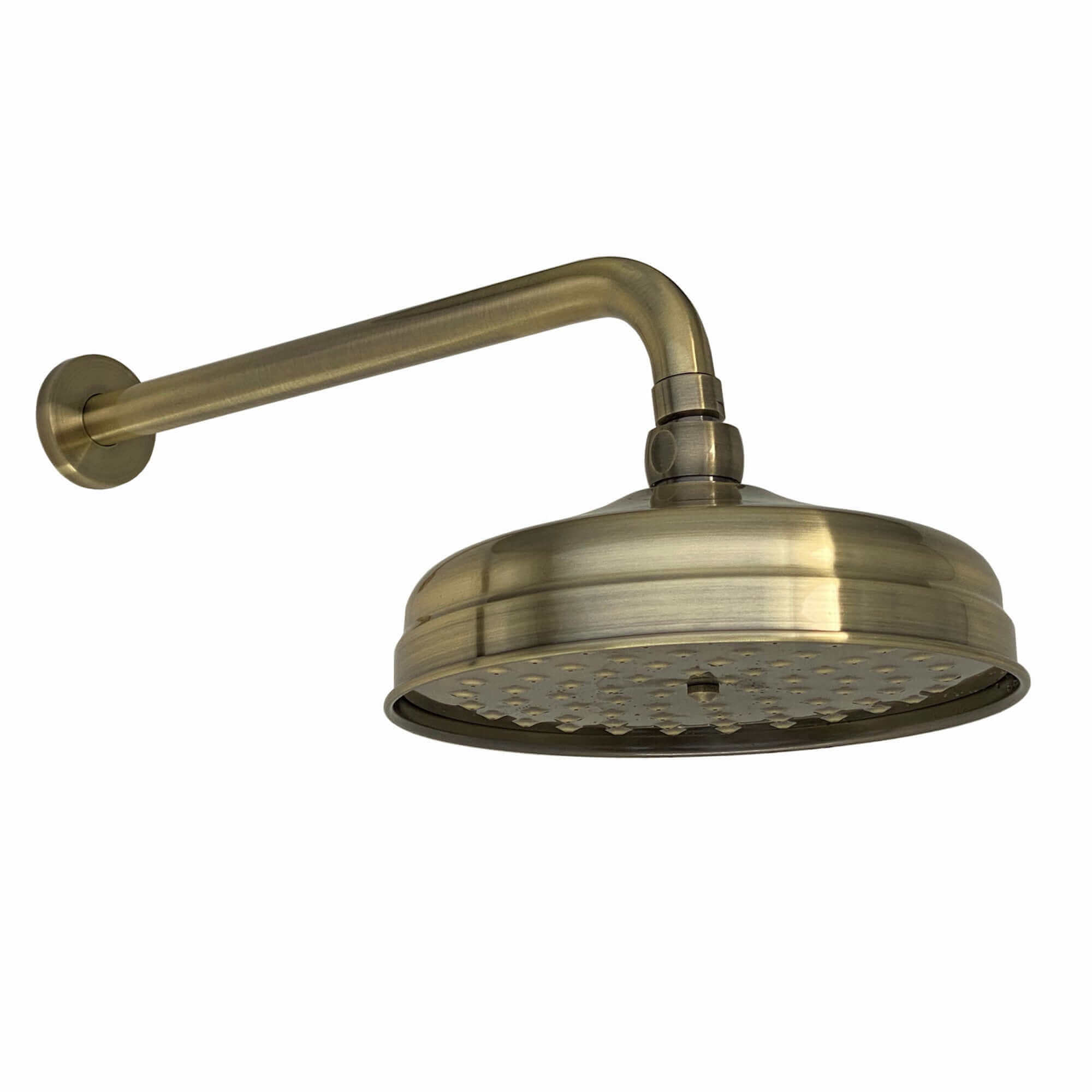 Buy Traditional Wall Fixed Apron Brass Shower Head 8" With Shower Arm - Antique Brass Online UK | HOUSE OF ENKI